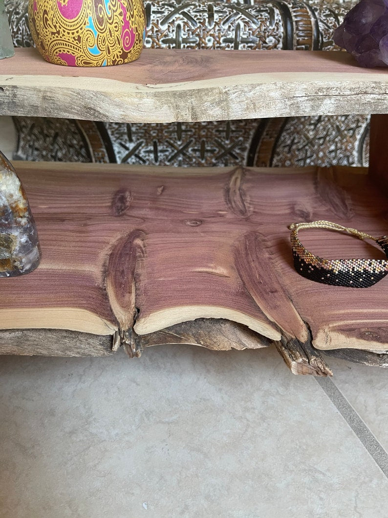 One of a Kind Original, Rare Aromatic Cedar Live Edge Prayer Table, Home Decor