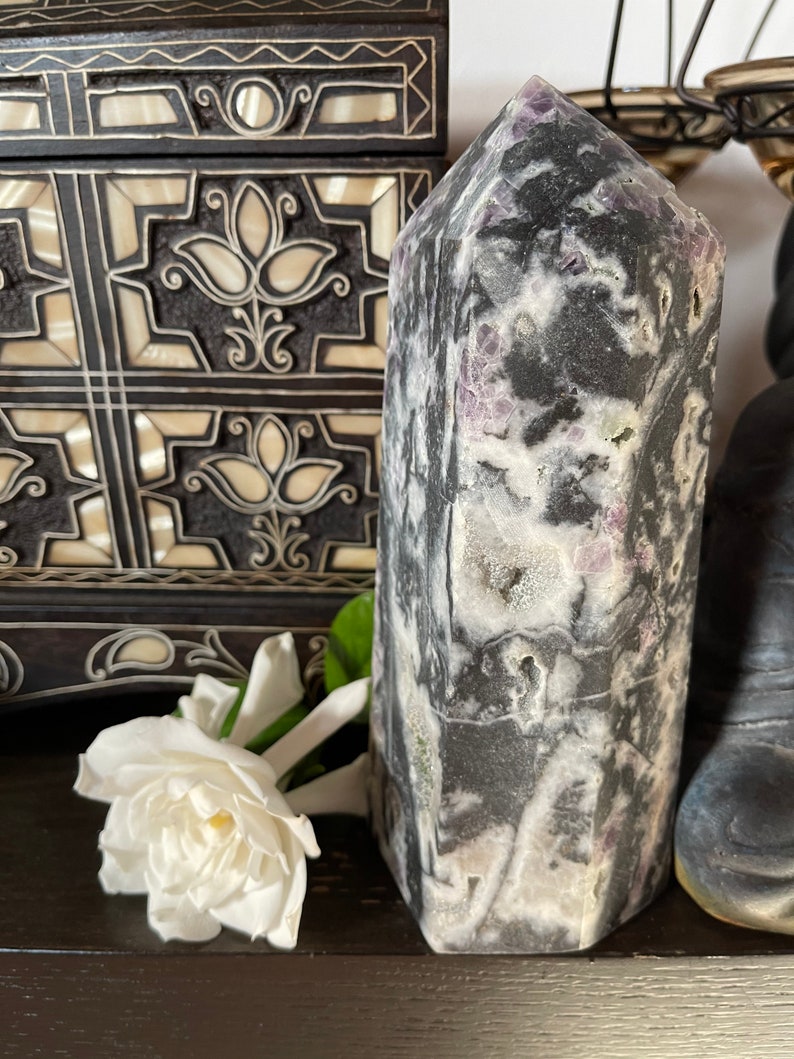 Extra Large Purple Fluorite Quartz Tower, Druzy Quartz Tower, Crystal Magic