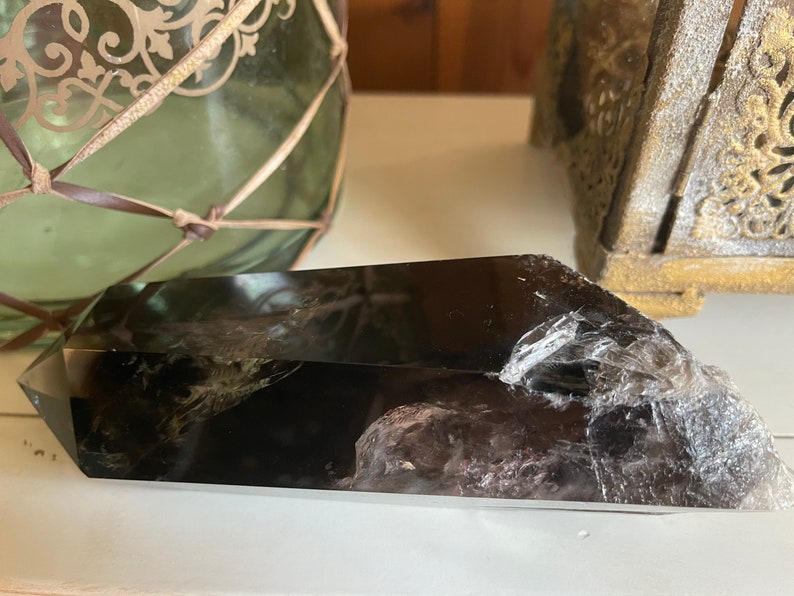 Striking Smoky Quartz Point, Smoky Quartz with Phantom and Rainbow Inclusions, Crystal Magic