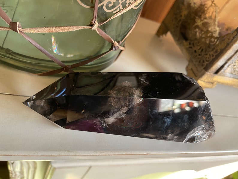 Striking Smoky Quartz Point, Smoky Quartz with Phantom and Rainbow Inclusions, Crystal Magic