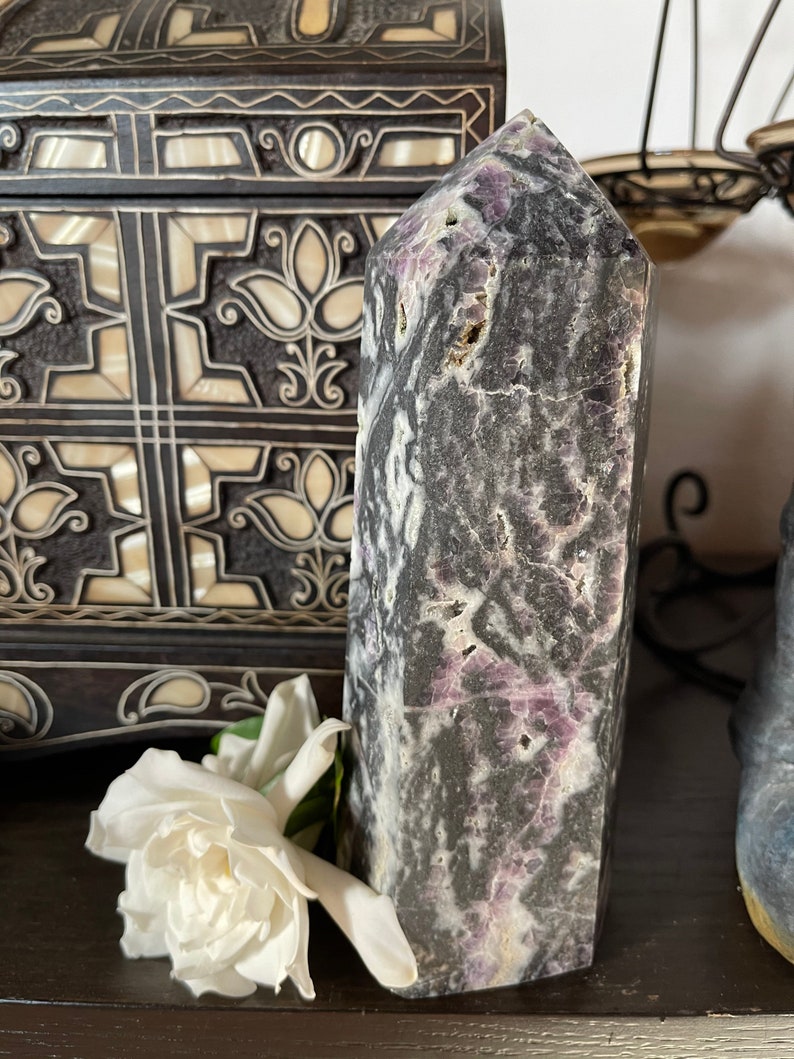 Extra Large Purple Fluorite Quartz Tower, Druzy Quartz Tower, Crystal Magic