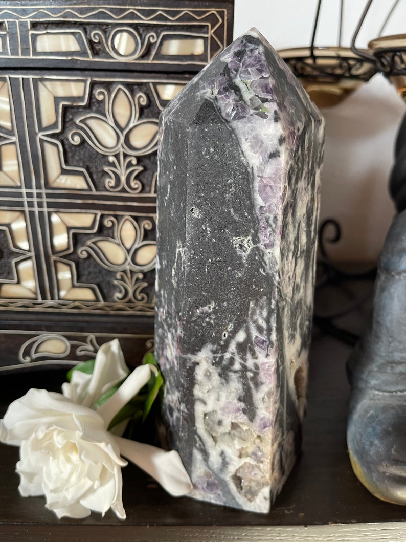 Extra Large Purple Fluorite Quartz Tower, Druzy Quartz Tower, Crystal Magic