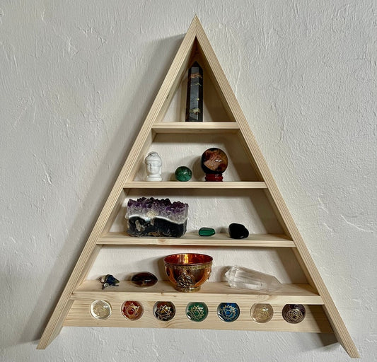 Triangle Shelf with Chakra Disks, Home Decor