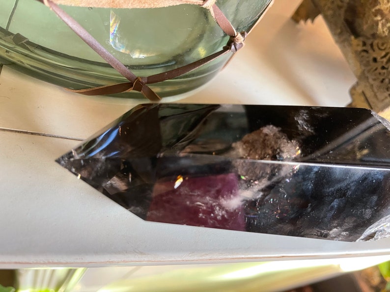 Striking Smoky Quartz Point, Smoky Quartz with Phantom and Rainbow Inclusions, Crystal Magic