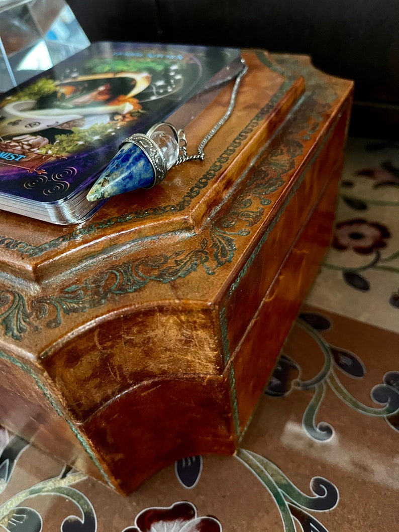 Stunning Antique 1800s Italian All-Leather Box with Gilded Elements, Old World Vintage