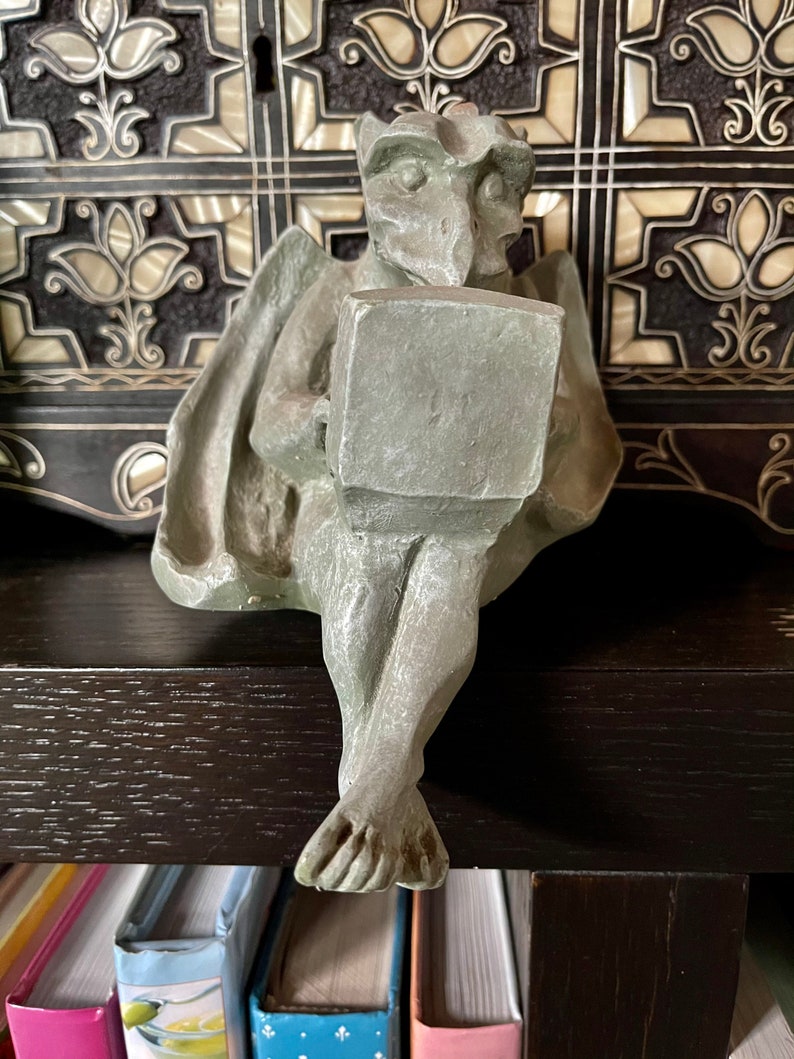 Awesome Gargoyle on Laptop Statue, Old World Vintage
