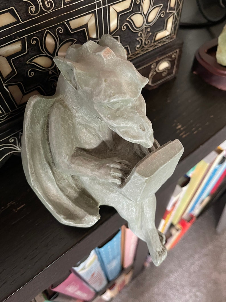 Awesome Gargoyle on Laptop Statue, Old World Vintage