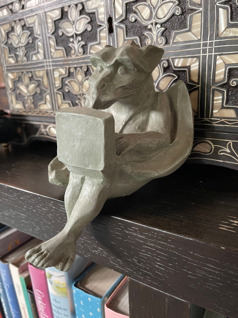 Awesome Gargoyle on Laptop Statue, Old World Vintage