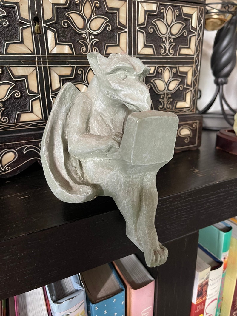 Awesome Gargoyle on Laptop Statue, Old World Vintage