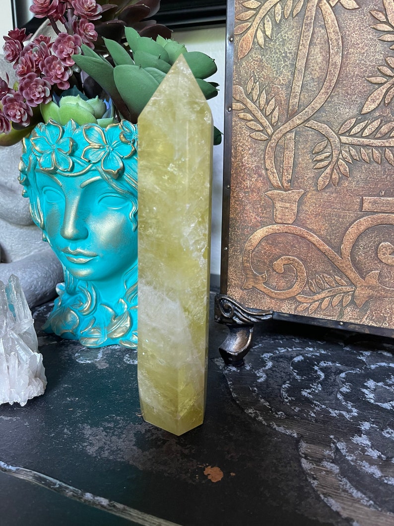 Tall Rainbow Citrine Tower, Rainbow Citrine from Brazil, Crystal Magic