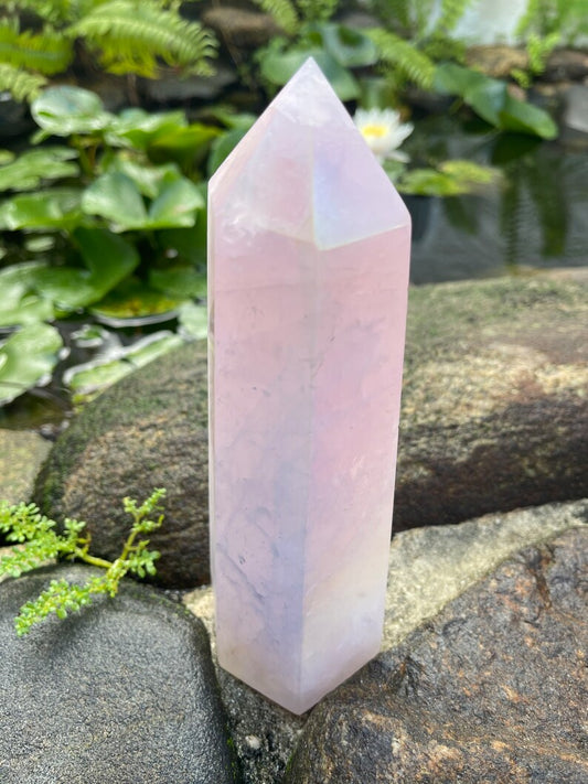 Love Energy Rose Aura Quartz Tower, Crystal Magic