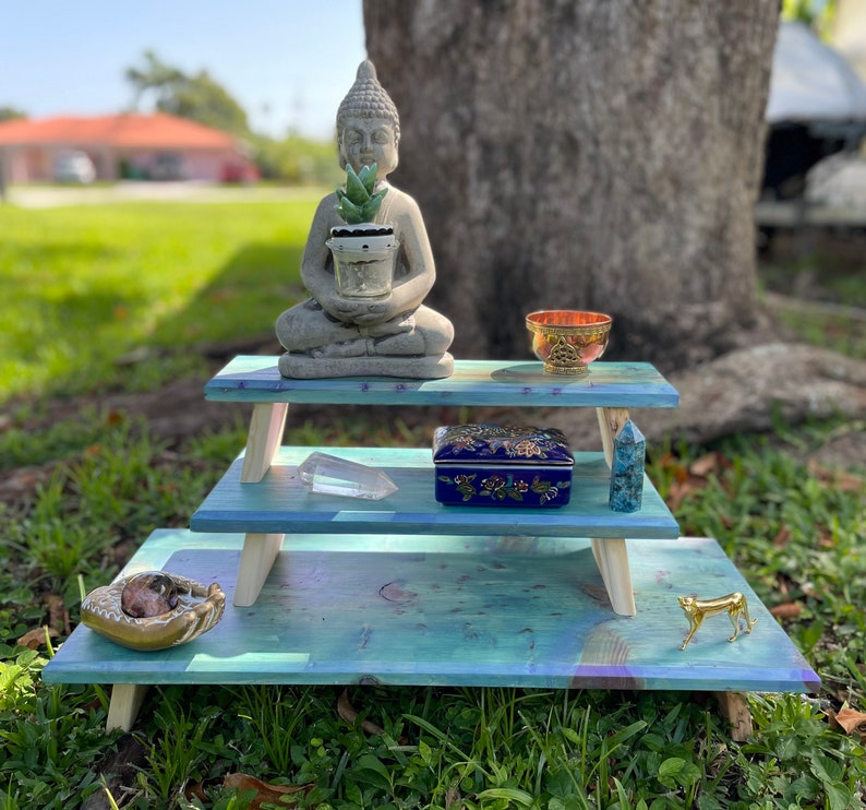 Gorgeous Galaxy Stain Stacking Meditation Table Set, Home Decor