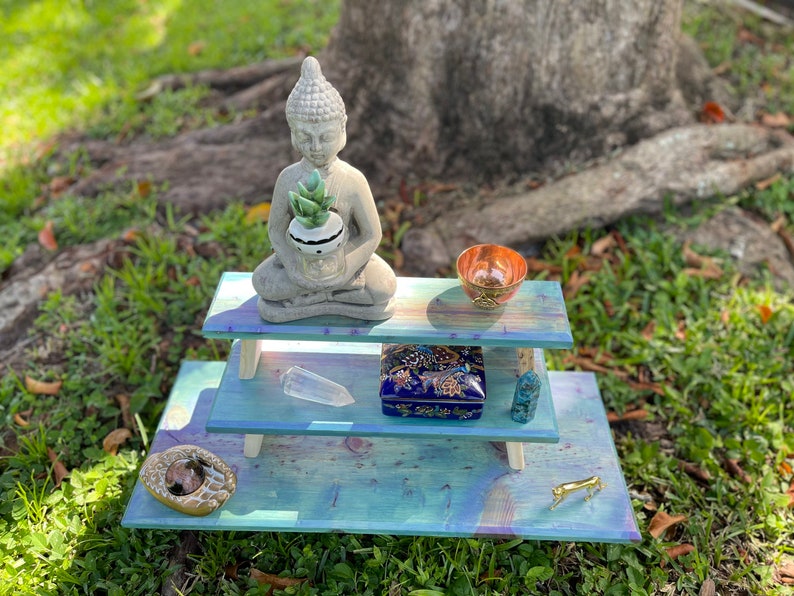 Gorgeous Galaxy Stain Stacking Meditation Table Set, Home Decor