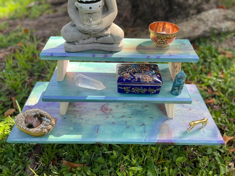 Gorgeous Galaxy Stain Stacking Meditation Table Set, Home Decor
