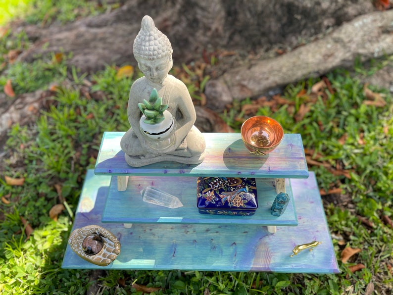 Gorgeous Galaxy Stain Stacking Meditation Table Set, Home Decor