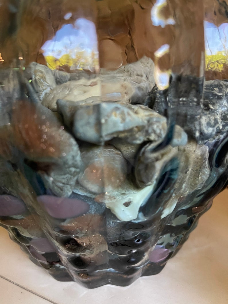 Awesome Large Glass Jar with Almost Hag Stones and Shells, Home Decor