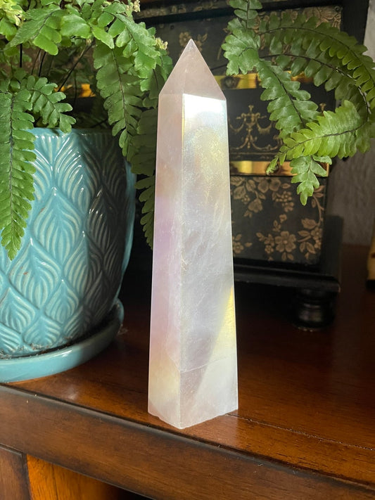 Angel Aura Love Energy Rose Aura Quartz Tower, Crystal Magic