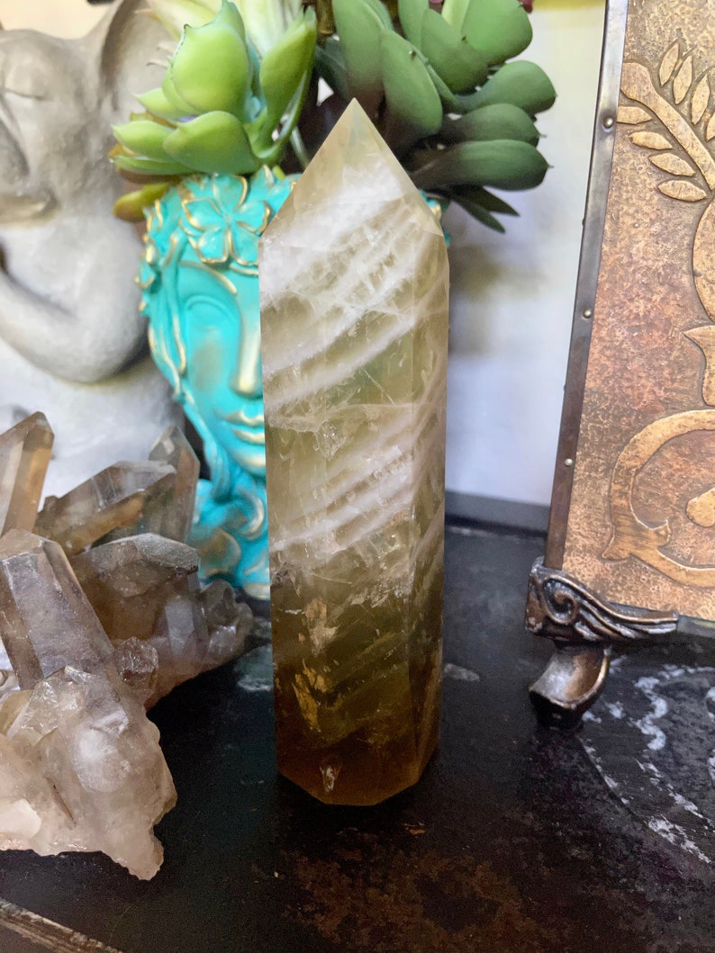 Tall Rainbow Citrine Tower, Rainbow Citrine from Brazil, Crystal Magic