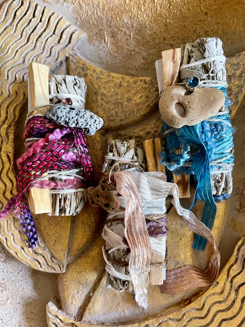 Magical Water Energy, Beach Stone Sage Bundles, Gift Sets, sage bundle with beach stones