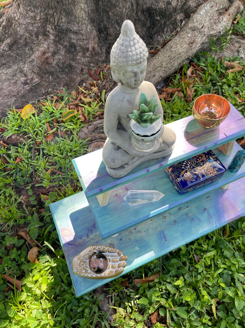 Gorgeous Galaxy Stain Stacking Meditation Table Set, Home Decor