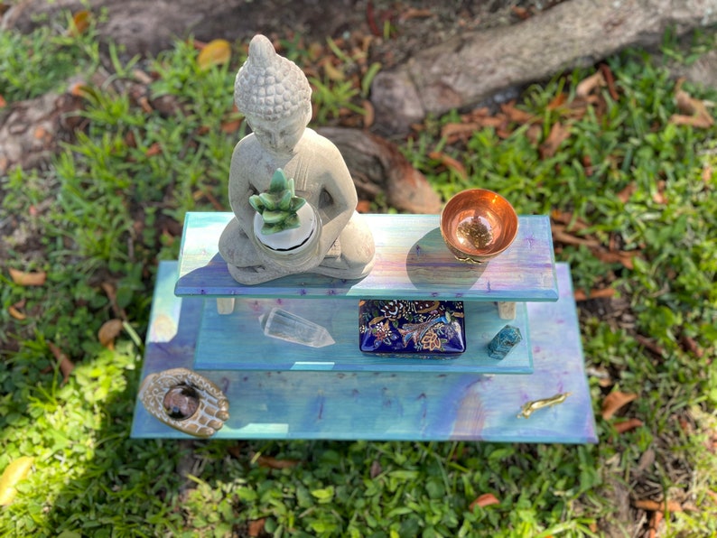 Gorgeous Galaxy Stain Stacking Meditation Table Set, Home Decor