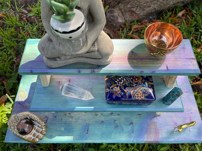 Gorgeous Galaxy Stain Stacking Meditation Table Set, Home Decor