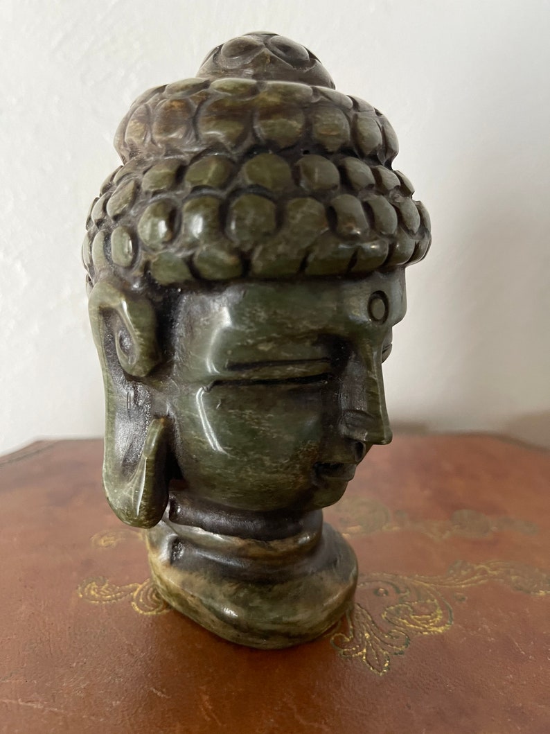 Fantastic Vintage Carved Jade Buddha Head, Crystal Magic