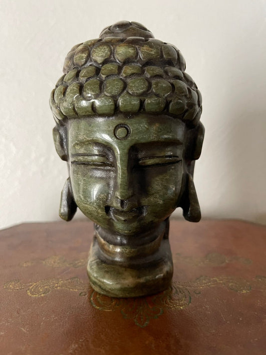 Fantastic Vintage Carved Jade Buddha Head, Crystal Magic
