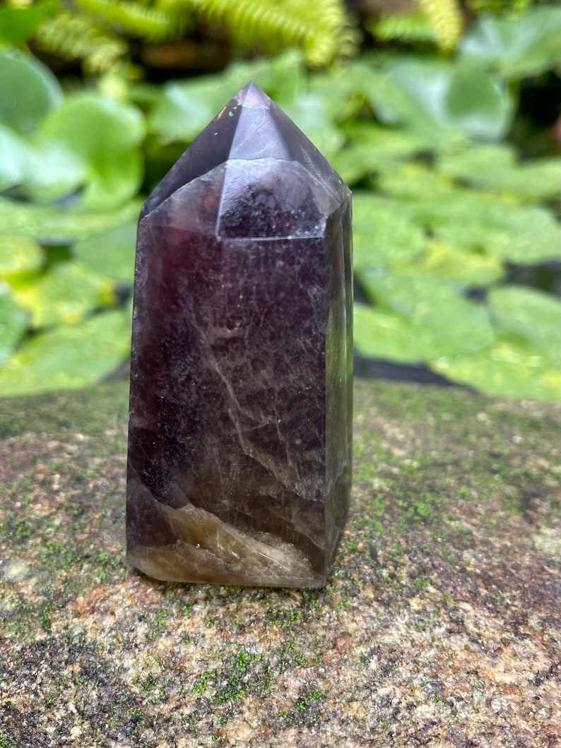 Dark and Mysterious Purple Fluorite Tower, Crystal Magic