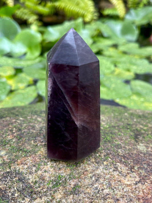 Dark and Mysterious Purple Fluorite Tower, Crystal Magic