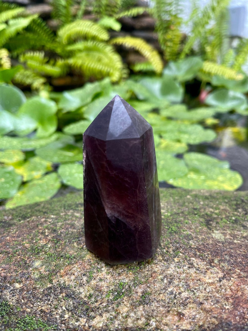 Dark and Mysterious Purple Fluorite Tower, Crystal Magic