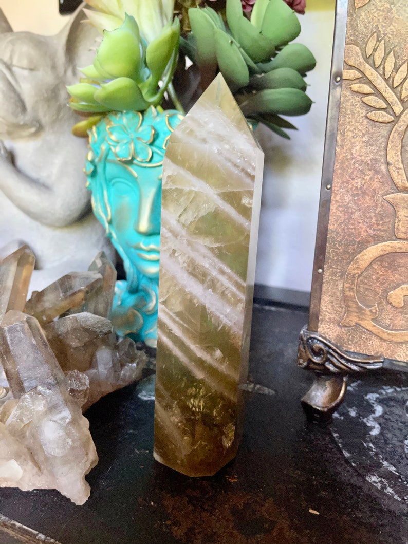 Tall Rainbow Citrine Tower, Rainbow Citrine from Brazil, Crystal Magic