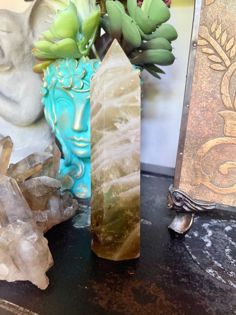 Tall Rainbow Citrine Tower, Rainbow Citrine from Brazil, Crystal Magic