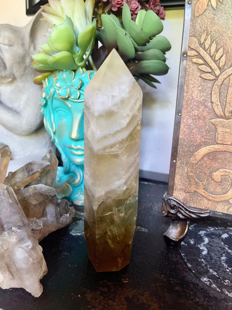 Tall Rainbow Citrine Tower, Rainbow Citrine from Brazil, Crystal Magic