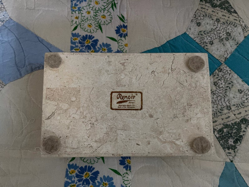 Renoir Vintage Tessellated Stone Jewelry Box by Renoir Designs, Old World Vintage