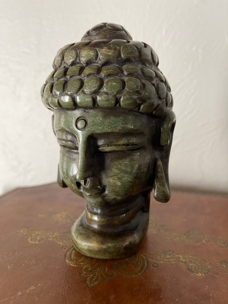 Fantastic Vintage Carved Jade Buddha Head, Crystal Magic