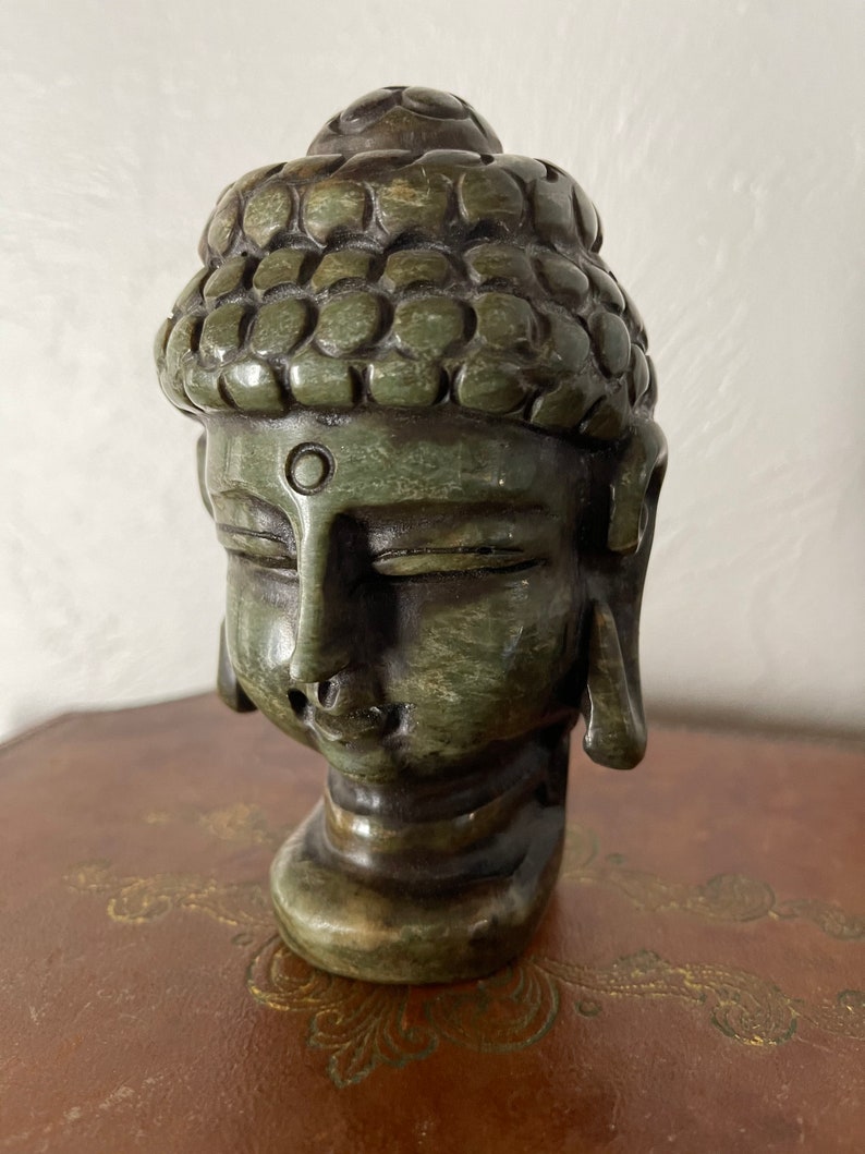 Fantastic Vintage Carved Jade Buddha Head, Crystal Magic