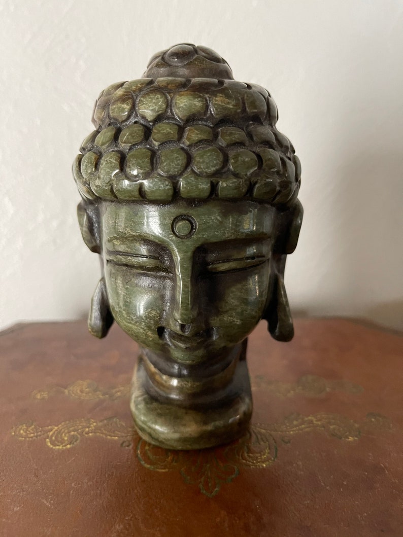 Fantastic Vintage Carved Jade Buddha Head, Crystal Magic