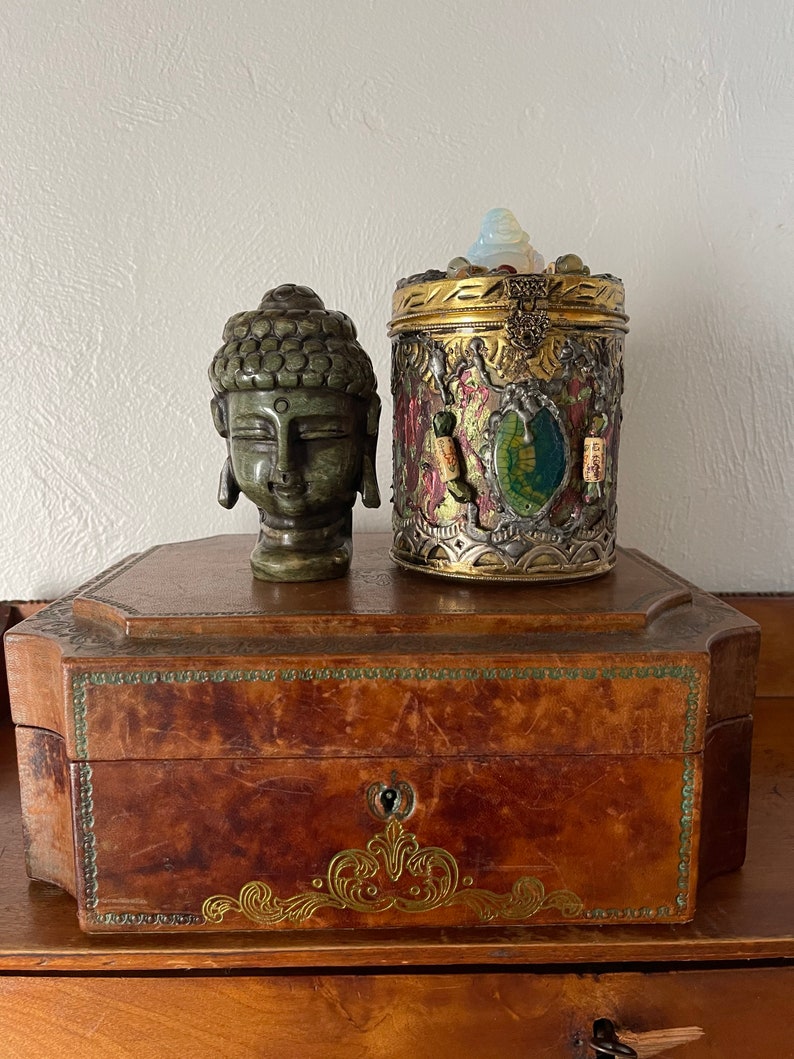Fantastic Vintage Carved Jade Buddha Head, Crystal Magic