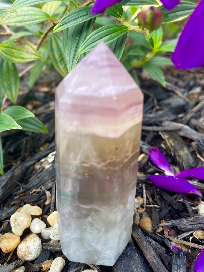 Rainbow Fluorite Tower, Soft Bands, Crystal Magic