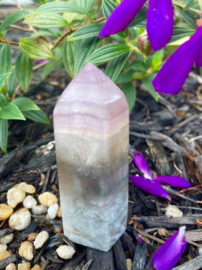 Rainbow Fluorite Tower, Soft Bands, Crystal Magic