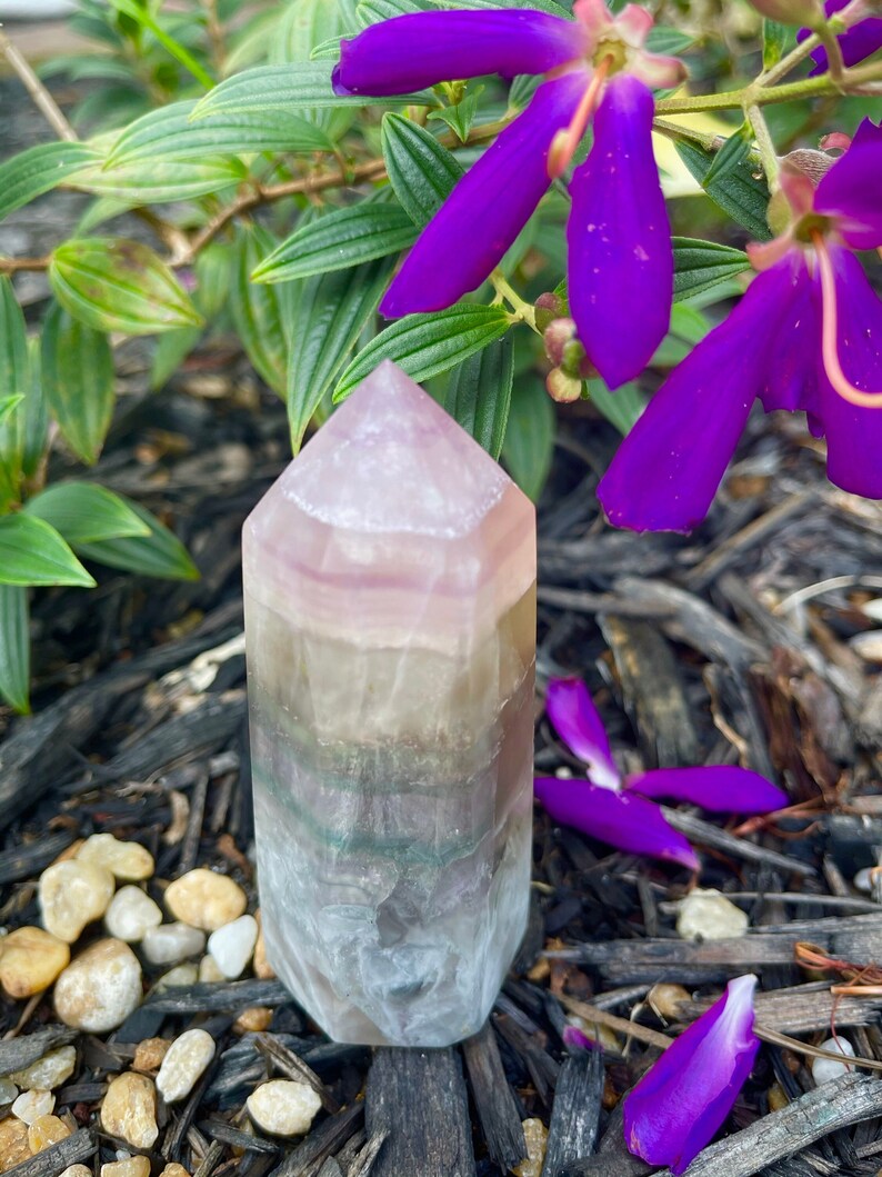 Rainbow Fluorite Tower, Soft Bands, Crystal Magic