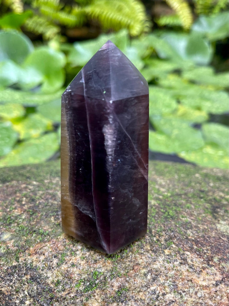 Dark and Mysterious Purple Fluorite Tower, Crystal Magic