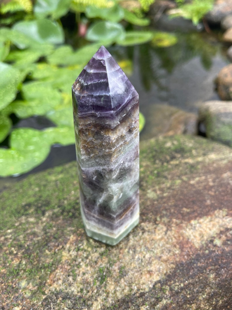 Beautifully Banded Rainbow Fluorite Tower, Crystal Magic