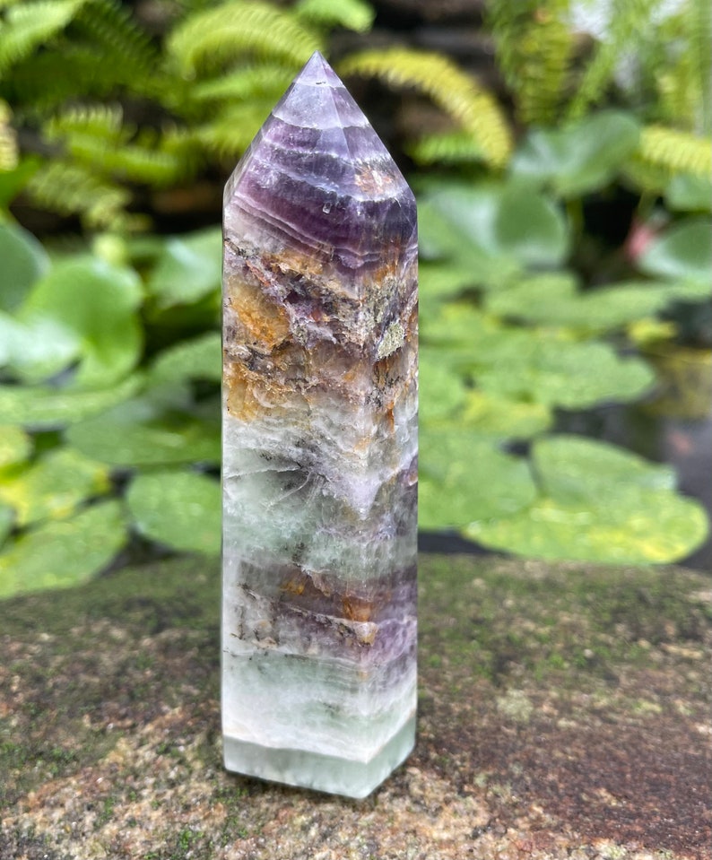 Beautifully Banded Rainbow Fluorite Tower, Crystal Magic