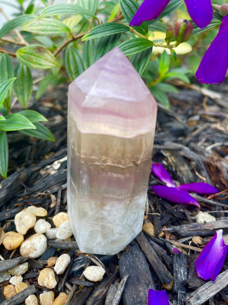 Rainbow Fluorite Tower, Soft Bands, Crystal Magic