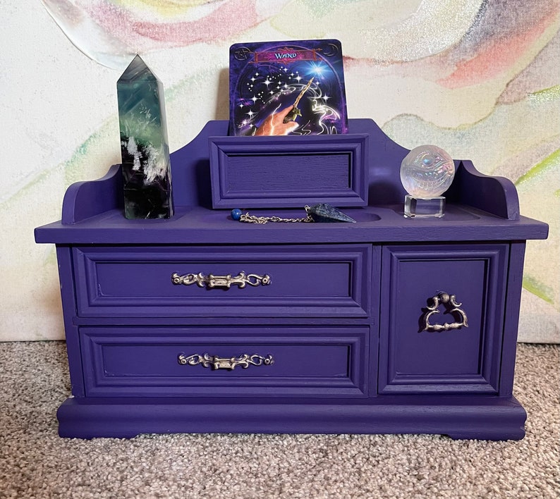 Mystical Purple Cabinet, Tarot Deck Chest, Lovecycled