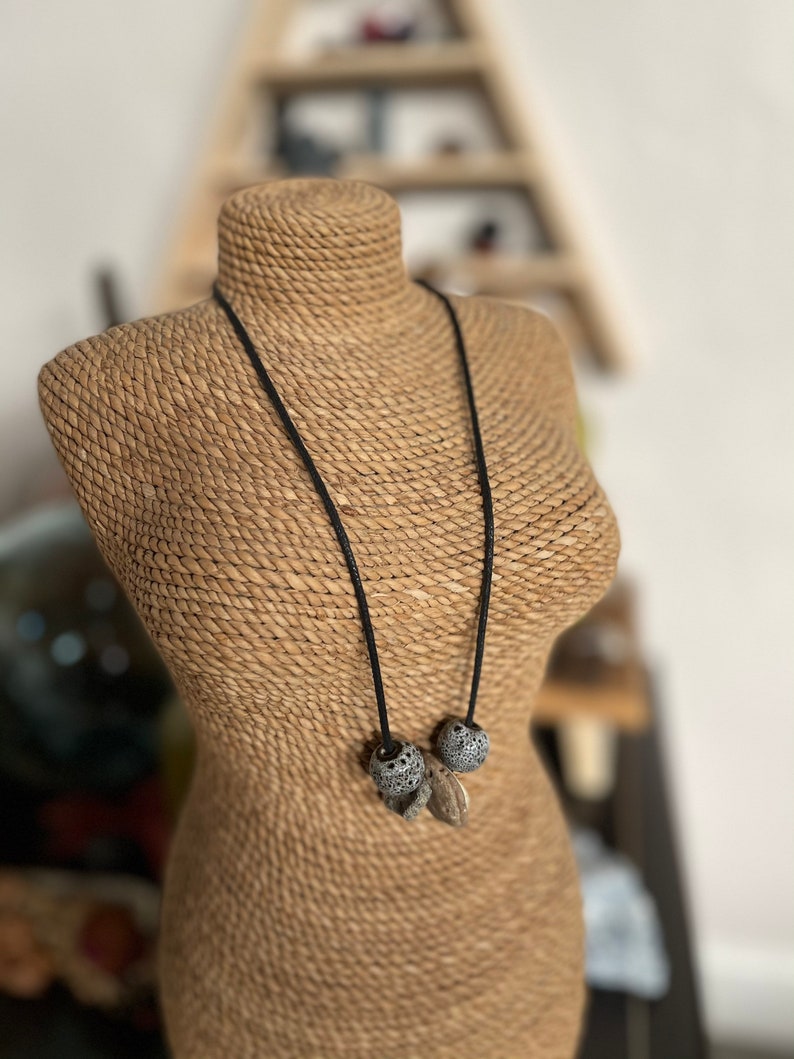 Local Beach Stone, Shell and Beaded Necklace, Bodhi Jewelry