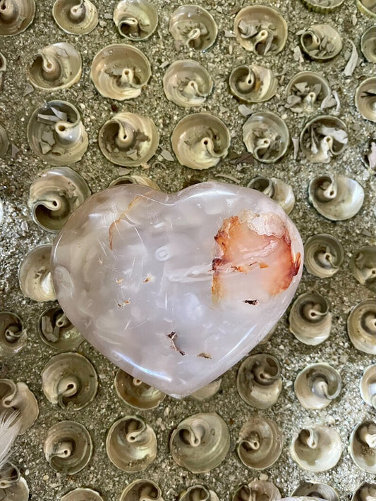 Large Agate Heart, 1.1 lbs, Cherry Blossom Agate, Crystal Magic