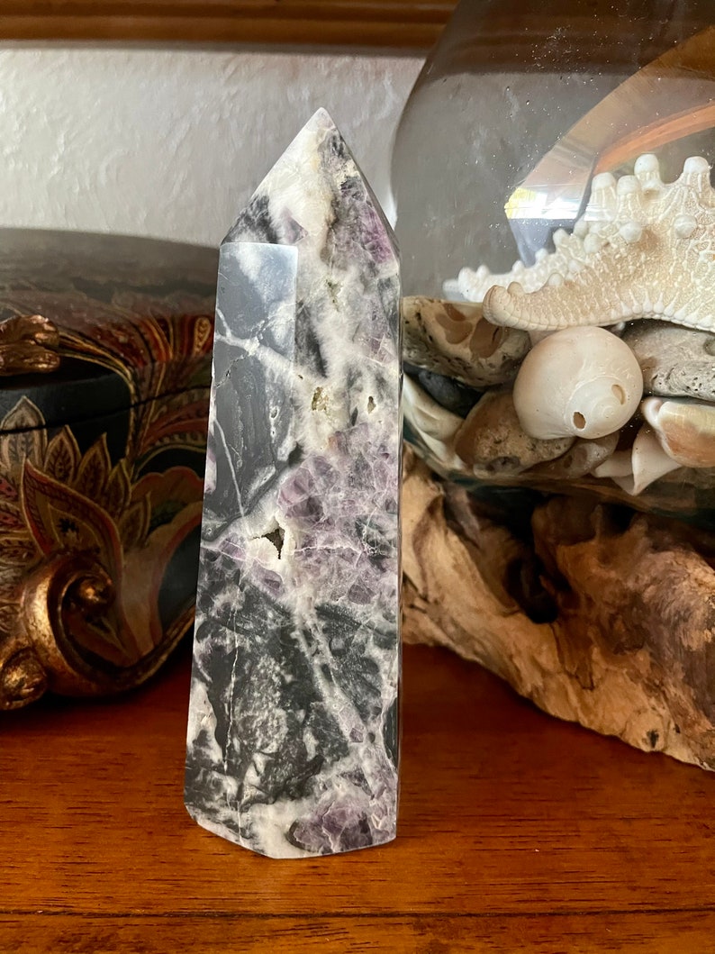 Large Purple Fluorite Quartz Tower, Crystal Magic